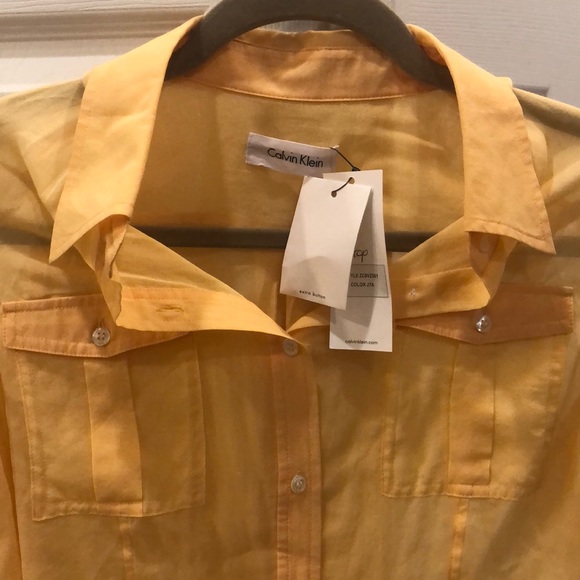 NEW- Mustard Sheer Button Down⭐️ - Picture 2 of 2